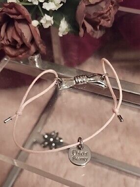 Dior Pale Pink Adjustable Bow Cord Bracelet